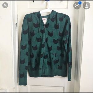 Zip-up green cat jacket